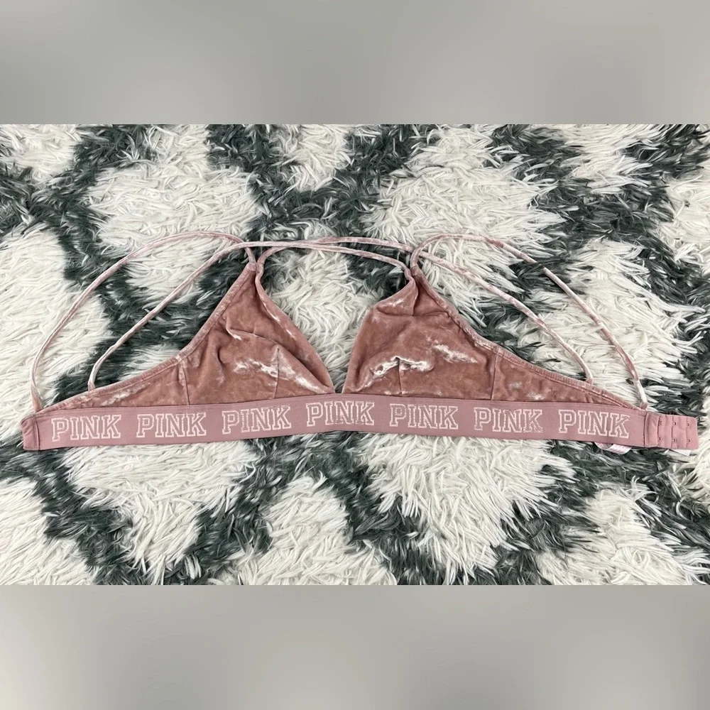 Victoria's Secret PINK Womens Bralette Velour Velvet Unlined Strappy Back Medium